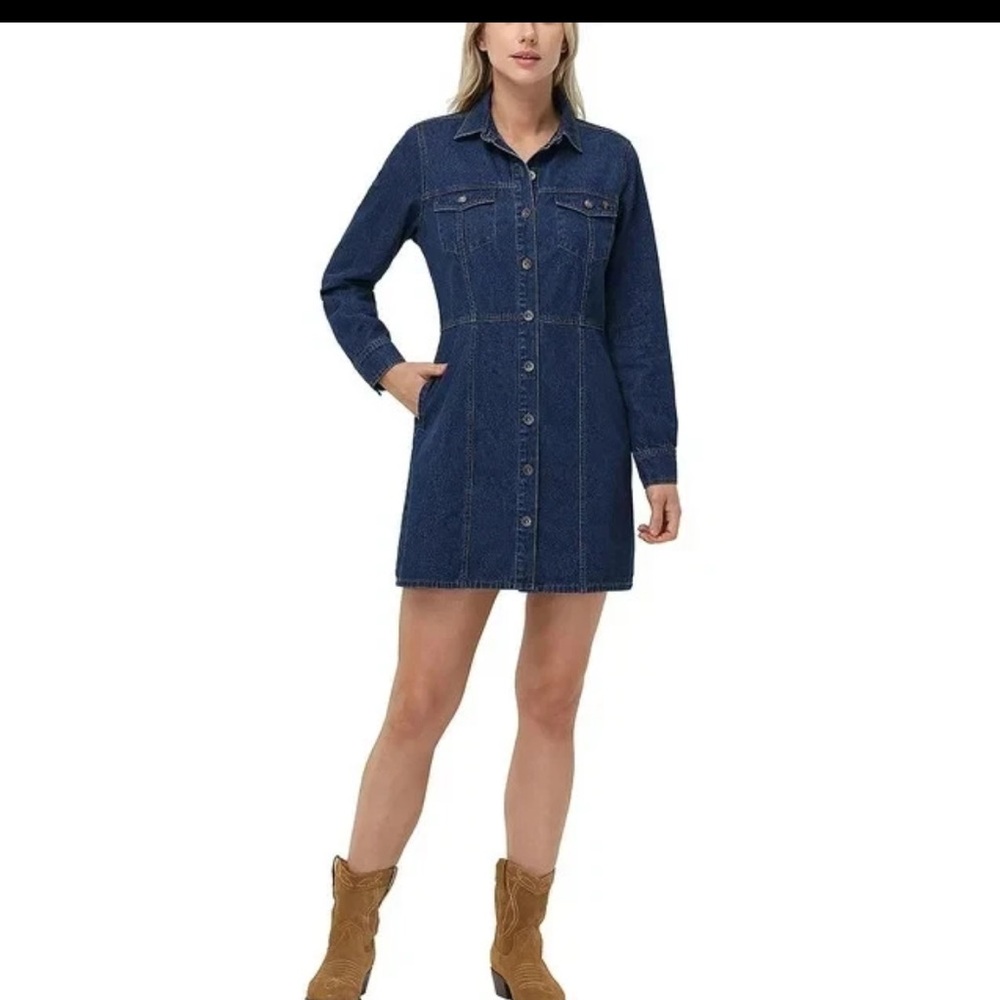 FRYE WOMENS BUTTON DOWN DENIM DRESS SIZE L